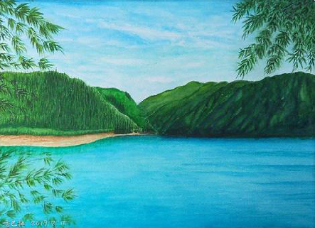 岳池在墙绘中，如何绘画绿水青山？