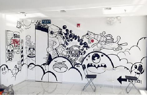 岳池手绘墙并非传统涂鸦。